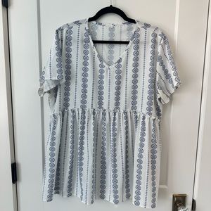 SHEIN Blue and White Top